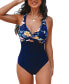 Women's Floral & Navy Colorblock Tummy Control One-Piece