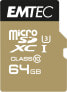 Фото #1 товара EMTEC ECMSDM64GXC10SP - 64 GB - MicroSDXC - Class 10 - 95 MB/s - 90 MB/s - Black - Brown