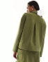 Extro & Vert khaki collared zip up utility jacket co-ord in khaki