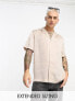 ASOS DESIGN relaxed deep revere satin shirt in mushroom grey