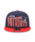 Men's Navy, Red New England Patriots Wordmark Flow 9FIFTY Snapback Hat - фото #2