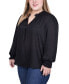 Plus Size Long Sleeve Smocked Cuff Blouse