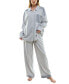 ფოტო #1 პროდუქტის Women's 2-Pc. Brushed Flannel Striped Pajamas Set