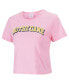 Women's Pink Notre Dame Fighting Irish Gingham Logo Cropped T-Shirt