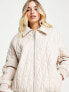 Фото #4 товара ASOS DESIGN faux leather quilted bomber jacket in cream