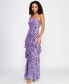 Juniors' Sequin Embellished Tiered Asymmetric Gown