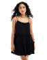 Miss Selfridge beach broderie tie shoulder cover up mini dress in black Черный, 36 - фото #1