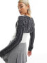 Stradivarius STR cropped cable knit jumper in washed grey M - фото #3