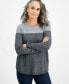 ფოტო #1 პროდუქტის Women's Crewneck Cotton Colorblocked Sweater, Created for Macy's