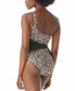 Фото #2 товара Vince Camuto 300599 Printed One-Shoulder Wrap Tie One-Piece Swimsuit Size 4