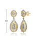 ფოტო #3 პროდუქტის 14K Gold Plated 2 Settings Cubic Zirconia Drop Earrings