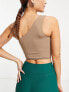 South Beach cut out sports bra in taupe