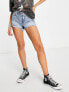 ONLY Pacy high waisted ripped denim shorts in light blue