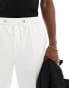 Фото #7 товара ASOS DESIGN pull on smart straight leg elasticated waist trousers in white texture