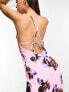 Фото #7 товара ASOS DESIGN one shoulder strappy midi dress with lace trim in spaced floral