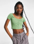 Фото #1 товара Daisy Street button front 90s crop top in soft khaki