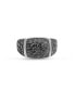 ფოტო #1 პროდუქტის Fossil Agate Gemstone Sterling Silver Men Signet Ring in Black Rhodium