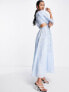 Фото #1 товара ASOS EDITION puff sleeve midi dress with cut out back and beaded embroidery in blue