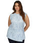 ფოტო #4 პროდუქტის Plus Size Printed Sleeveless Twist-Waist Top