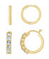 ფოტო #1 პროდუქტის Crystal 18K Gold Plated Duo Hoop Earring Set