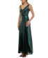 Women's Floral-Velvet Satin-Tie Square-Neck Gown