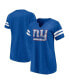 ფოტო #1 პროდუქტის Women's Royal Distressed New York Giants Plus Size Logo Notch Neck Raglan Sleeve T-shirt