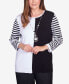 Women's World Traveler Colorblock Striped Sleeve Sweater with Necklace