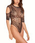 Women's Braded Cut Out Sheer Hosiery Bodysuit 1 Pc Lingerie