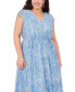 Plus Size Printed V-Neck Tiered Maxi Dress