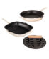 Фото #1 товара Neo Enameled Cast Iron 3 Piece 10" Fry Pan, 11" Grill Pan, and Slotted Steak Press Set