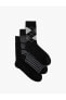 Çizgili 3'lü Soket Çorap Seti Geometrik Desenli