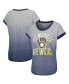 ფოტო #1 პროდუქტის Women's Gray, Navy Milwaukee Brewers Home Run Tri-Blend Short Sleeve T-shirt