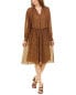 Фото #1 товара Vince Starry Dot Long Sleeve Shirred Dress Women's Brown Xs