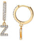 ფოტო #1 პროდუქტის Cubic Zirconia Initial Dangle Hoop Earrings in 18k Gold-Plated Sterling Silver, Created for Macy's
