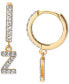 Cubic Zirconia Initial Dangle Hoop Earrings in 18k Gold-Plated Sterling Silver, Created for Macy's