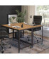 Computer Table And Desk In Wood Grain Finish With Metal Wheels