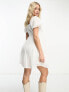 Wednesday's Girl Maternity dobby cotton puff sleeve mini smock dress in white