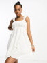 Фото #1 товара Abercrombie & Fitch puff strap babydoll dress in white