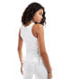 Lioness racer neck lace up bow detail top co-ord in white