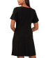 ფოტო #4 პროდუქტის Women's V-Neck Short-Sleeve Embellished-Hem Shift Dress