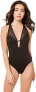 Shan Women's 173868 Monika Plunge One-Piece Strappy Swimsuit Black Size 8