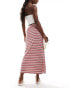 Pieces ribbed maxi skirt in stripe