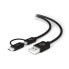 Alogic 1m USB 2.0 USB-A to USB-C & Micro USB-B Combo Cable for Charge & Sync - Male to Male - USB A - Micro-USB B - USB 2.0 - 480 Mbit/s - Black