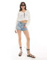 Pieces tie front crochet cardigan in white