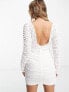 Фото #4 товара ASOS DESIGN broderie long sleeve mini dress with cut out in white