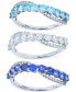 ფოტო #1 პროდუქტის 3-Pc. Set Multicolored Cubic Zirconia Diagonal Rings in Sterling Silver