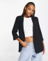 Pull&Bear rolled up sleeve blazer in black Черный, M - EU 38 - фото #1