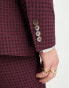 Фото #10 товара ASOS DESIGN skinny suit jacket in burgundy gingham