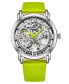 ფოტო #1 პროდუქტის Women's Automatic Green Genuine Leather Strap Watch 40mm