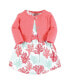 ფოტო #1 პროდუქტის Baby Girls Organic Cotton Dress and Cardigan, Coral Reef